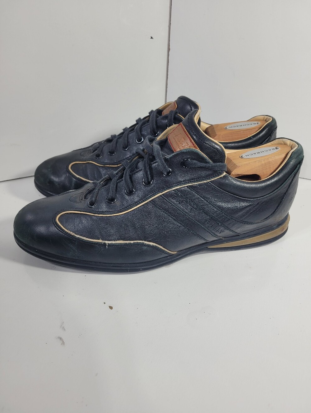 Bally Switzerland Men’s Black Leather Bowling Shoes Sneakers Low Top Size 10.5
